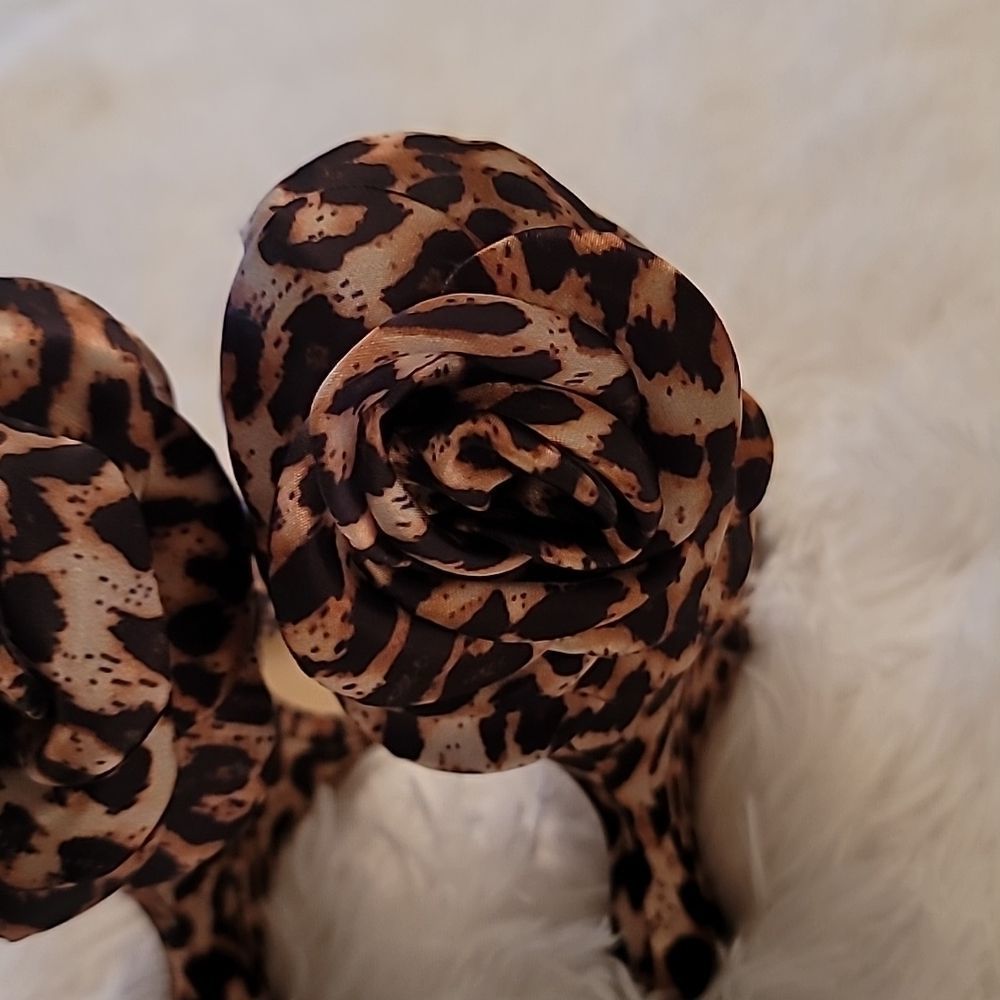 Lemonade Leopard Print Wedge Sandals with Rose - Picture 11 of 15